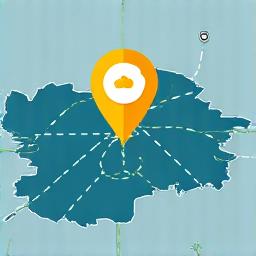 Mapa Beograda sa označenim tačkama i simbolom online veze, predstavljajući hibridni model učenja.